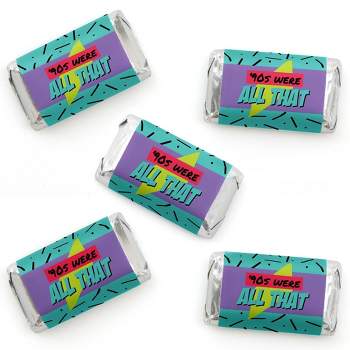 Big Dot of Happiness 90's Throwback - Mini Candy Bar Wrapper Stickers - 1990s Party Small Favors - 40 Count