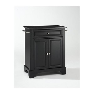 HomeStock  LaFayette Granite Top Small Portable Rolling Kitchen Island Storage Cart, Microwave Stand, Black - 1 of 4