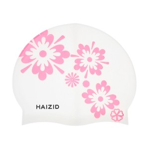 Unique Bargains Silicone Square Flower Pattern Waterproof Swim Cap 1 Pc - 1 of 4