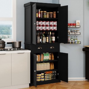KWPZQEB Pantry Storage Cabinet, 71" Barn Doors Buffet Cabinet with Storage, Coffee Bar Station Wood with Drawer & Adjustable Shelves for Dining Room - 1 of 4