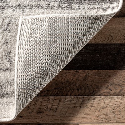Nova Bohemian Gray Striped Synthetic 4' x 6' Area Rug