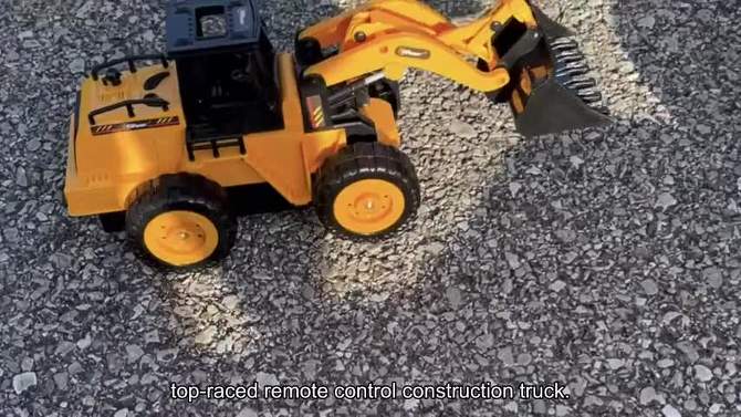 Top Race Fully Functional Remote Control Construction Bulldozer - Kids Size Designed for Small Hands, 2 of 7, play video