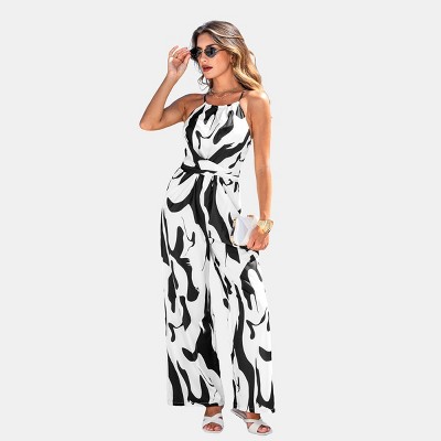 Women's Chic Monochrome Abstract Print Jumpsuit - Cupshe