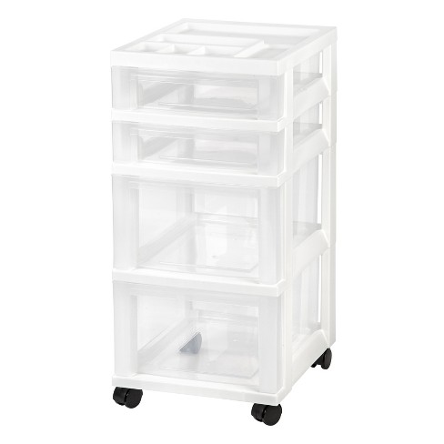 Iris 4 Drawer Storage Cart With Organizer Top Black : Target