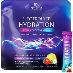 Electrolytes Powder Hydration Packets | Sugar Free Recovery Electrolyte Drink - 16 Servings By Nature's Nutrition - 1 of 4
