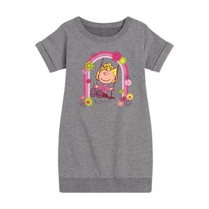 - Peanuts - Sally Rainbow Swing Graphic Short Sleeve Fleece Dress - 1 of 4
