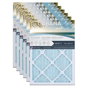 Cabana Air Filters 6 Pack Home HVAC Furnace Air Filters, Capture Unwanted Particles with Pleated Design, MERV 11, 14 x 20 x 1, White - 1 of 4
