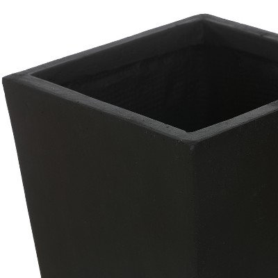 Black Fiberclay 18.5" Tall Tapered Square Planter