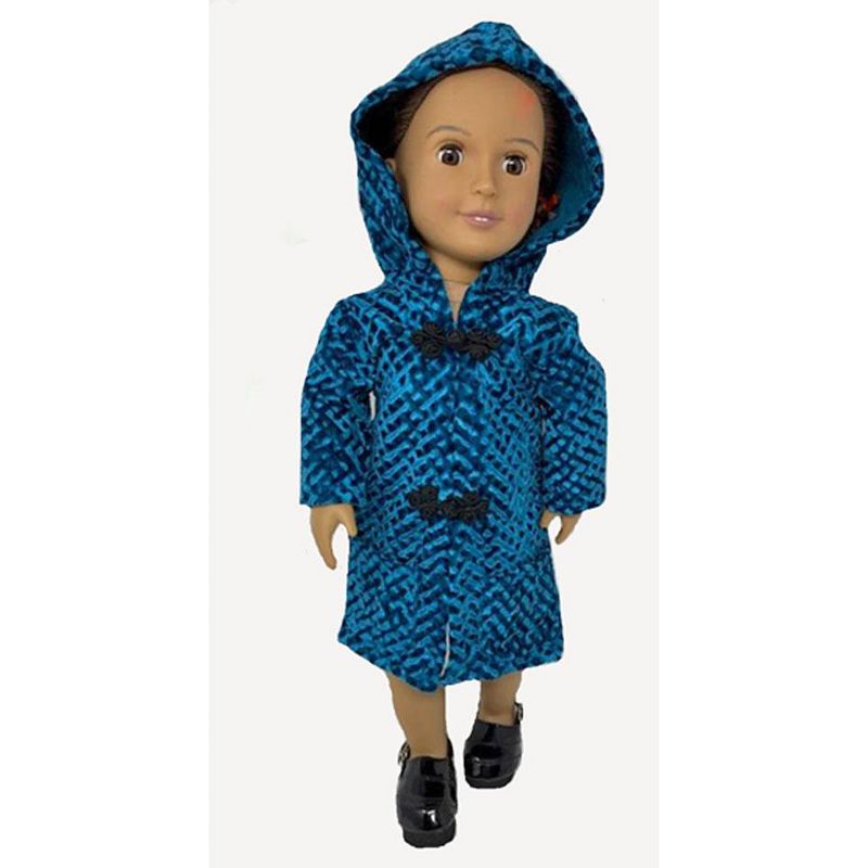 Doll Clothes Superstore Blue Texture Coat With Hood fits 18 Inch Girl Dolls, 3 of 5