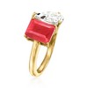 Ross-Simons 2.70 Carat Ruby and 1.70 Carat White Topaz Toi Et Moi Ring in 18kt Gold Over Sterling - 3 of 4