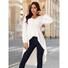 Seta T Women's High Low Hem Long Sleeve V Neck Elastic Waist Asymmetrical Irregular Hem Casual Tops Blouse - 4 of 4