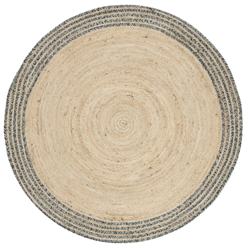 4' Round Solid Woven Area Rug Ivory/Steel - Safavieh