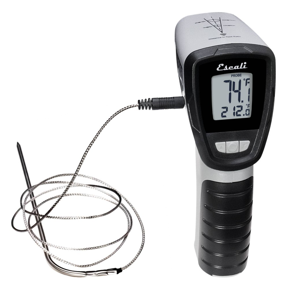 Escali SpotIR Infrared Surface and Probe Digital Thermometer Gray: Meat & Food Thermometer, Digital Display, -4 to 572°F