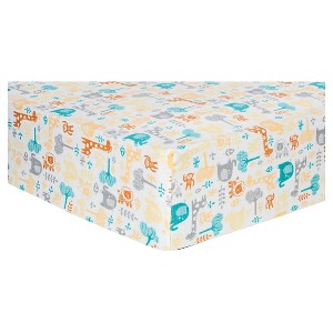Trend Lab Deluxe Flannel Fitted Crib Sheet - Lullaby Zoo, White