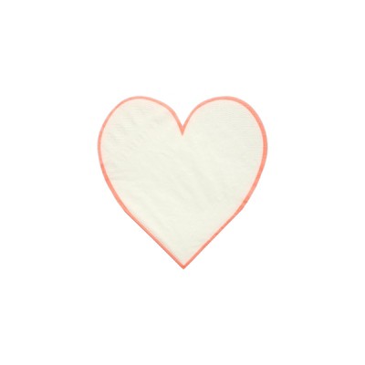 Meri Meri Coral Heart Outline Small Napkins