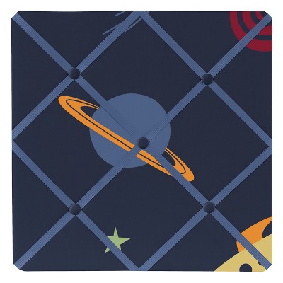 Sweet Jojo Designs Fabric Photo Memo Board Space Galaxy Blue Red and Yellow