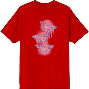 Spray Paint Butterfly Adult Crew Neck Short Sleeve Tee - 1 of 2
