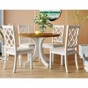 5 PCS Mid-Century Style Dining Set, Solid Wood Round Table with Pedestal Base, Slat-Back Rubberwood Frame Chairs with Cushions-Coolbibila - 2 of 4