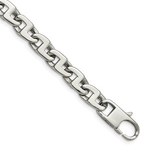 Black Bow Jewelry Mens 10mm Stainless Steel Polished Fancy Anchor Chain Bracelet, 8.5 In - 1 of 4