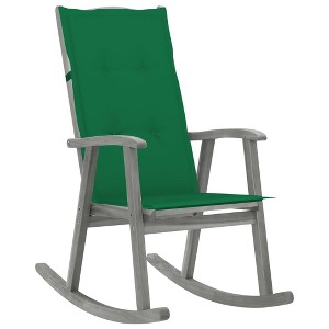 VidaXL Rocking Chair with Cushions Gray Solid Acacia Wood - 1 of 4