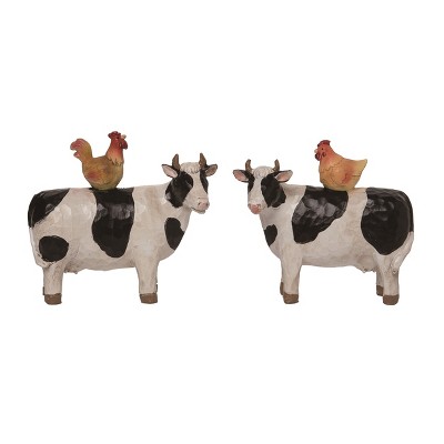 Transpac Resin Cow & Chicken Figurine Set of 2 Spring Home Decorations