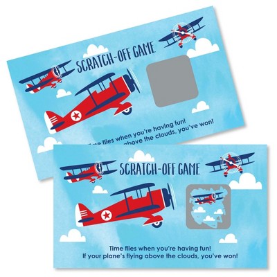 Big Dot of Happiness Taking Flight - Airplane - Vintage Plane Baby Shower or Birthday Party Scratch Off Cards - 22 Count