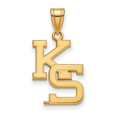 Black Bow Jewelry 14k Yellow Gold Kansas State Wildcats NCAA Large Pendant