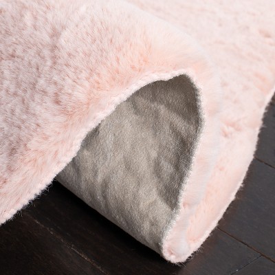 Luxurious Red Hand-Knotted Faux Sheepskin Shag Rug