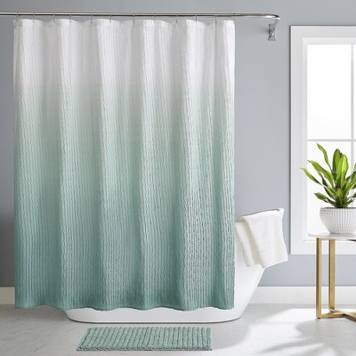 Kate Aurora Spa Essential Aqua Crushed Ombre Fabric Shower Curtain - 72 ...