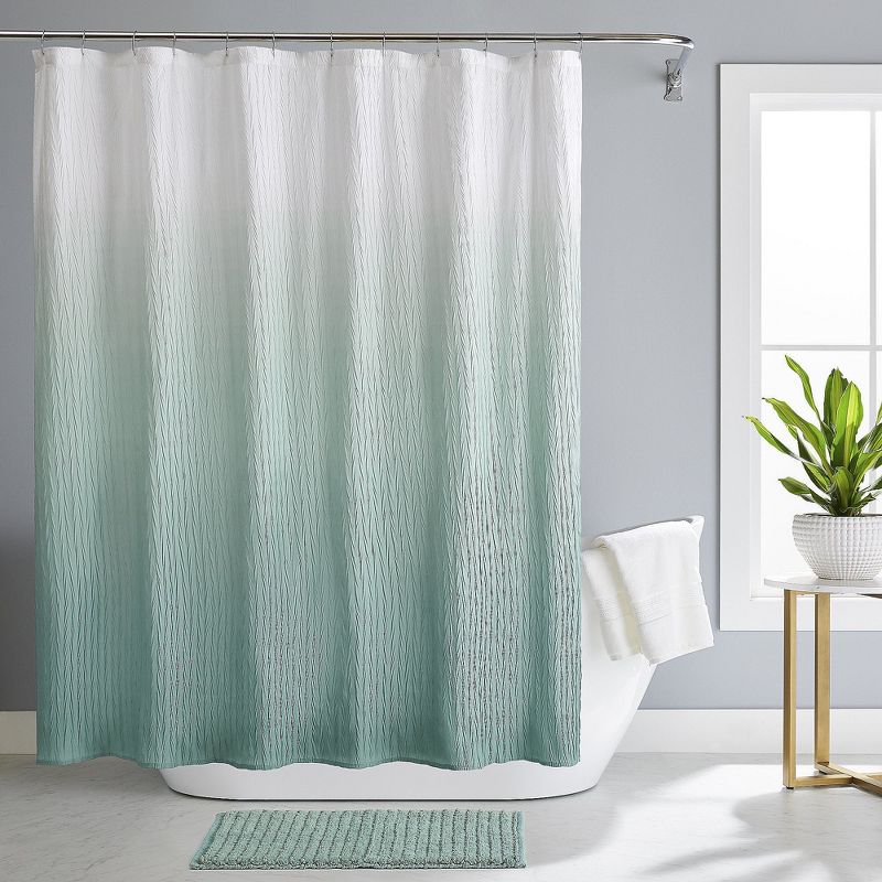 Kate Aurora Spa Essential Aqua Crushed Ombre Fabric Shower Curtain - 72 in. W x 72 in. L, 2 of 6