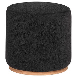 Coaster Home Furnishings Zena Faux Sheepskin Upholstered Round Ottoman Black - 1 of 3