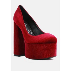 Old Novelty Platform Heel Velvet Pumps - 1 of 4