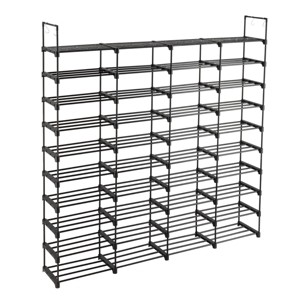 SEVOBAL 10 Tier Shoe Rack Organizer for Mulitiful Pairs Metal Adjustable Height Stackable Shoe Storage for Closet Entryway, Black, 8.27"*14.96"*17.13" - 1 of 4