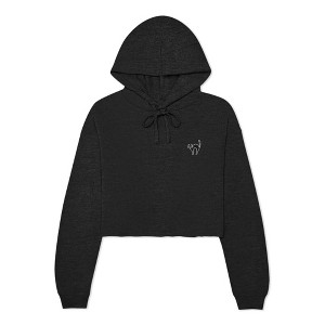 Dalix Black Cat Embroidered Fleece Cropped Hoodie Cold Fall Winter Women - 1 of 4