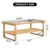 GDFStudio Ronald Modern Double-layer Solid Wood Glass 46" Rectangle Coffee Table with Rattan Weaving - 4 of 4