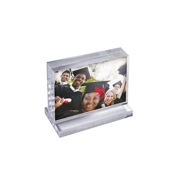 Azar Displays The Imperial Collection: Acrylic Block Frame on Acrylic Base, Horizontal 7"W X 5"H