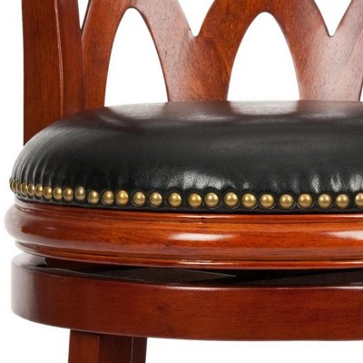 Lancaster Light Cherry and Black Leather Swivel Bar Stool