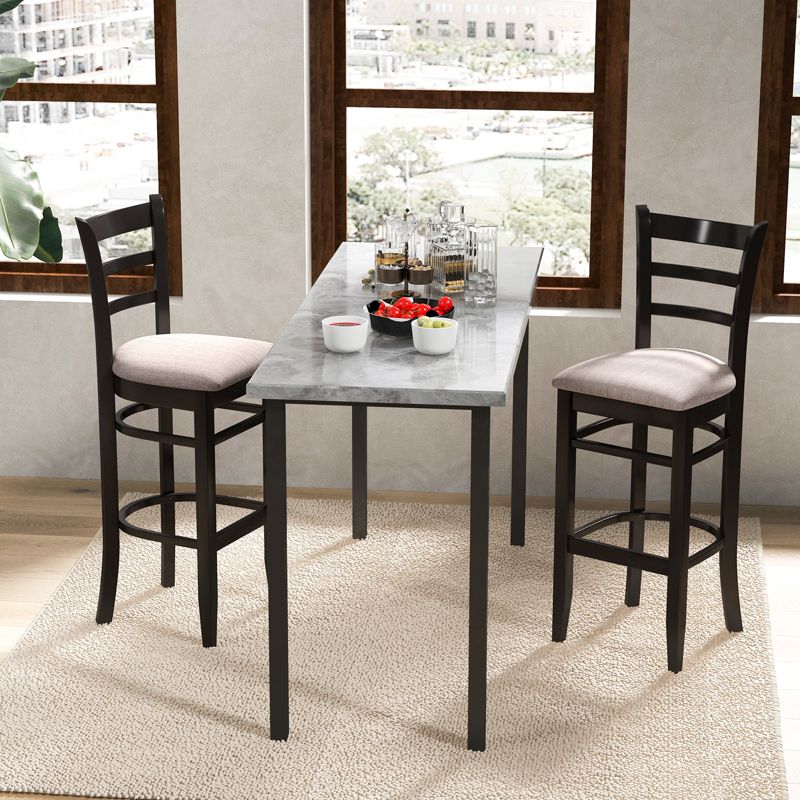 Costway Set of 4 Bar Stools 31'' Kitchen Dining Chairs with Ergonomic Backrest & Footrest, 4 of 9