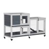 PawHut Wooden Rabbit Hutch Bunny Hutch Elevated Pet House Cage Small Animal Habitat with Tray Door Openable Top for Indoor 57.75" x 18" x 32.5" Gray - 4 of 4