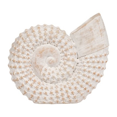 Sagebrook Home 7" Polyresin Shell Figurine - Contemporary White Decorative Seashell Table Accent - Coastal Ocean Beach Theme Home or Office Table