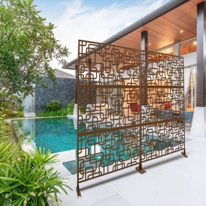 CAVINAS Patio Decorative Screen Metal Fence Privacy Screen with Hollow Rectangular Pattern for Outside and Garden, 76" H×48" W - 1 of 4