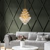 ALOADECOR Mid-Century Modern Matte Gold Tiered Crystal Chandelier Luxury Hanging Light For Living Room And Dining Room - 2 of 4