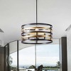 Dewdrop Vintage 2-Light Flush Mount Ceiling Light Black and Bronze Metal Cage Fixture for Dining Room ETL Certified - 3 of 4
