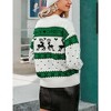 Womens Casual Christmas Pullover Sweaters Reindeer Jacquard Crew Neck Knitted Tops Loose Fit - 3 of 4