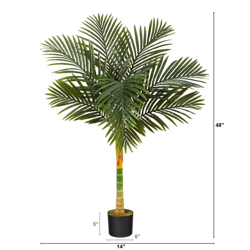 Nearly Natural 4-ft Single Stalk Golden Cane Artificial Palm Tree, 2 of 5