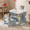 Angel Sar Kids Activity Table with Storage, Adjustable Height Art Desk with Whiteboard, Book Stand & Chair for Toddlers, Blue - 2 of 4