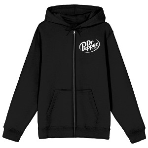 Dr. Pepper Bottle Cap With Logo Adult Black Zippered Hoodie - 1 of 3