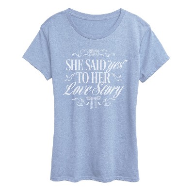 Women's - Instant Message - Yes To Her Love Story Short Sleeve Graphic T-Shirt
