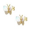 Guili Monarch Glow Sterling Silver 14K Gold Plated Large Butterfly Stud Earrings with Mother of Pearl & CZ for a Majestic Stylish Touch - 2 of 2
