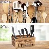 LunaLulinlk Wood Utensil Holder, Silverware Organizer with 4 Compartments for Kitchen Counter, Farmhouse Wood Flatware Utensil Organizer Storage - 2 of 4